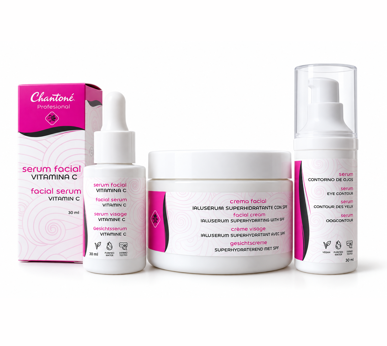 SKIN CARE: Crema Facil Ialuserum Superhidratante + Sérum facial vitamina C + Sérum Contorno ojos y labios