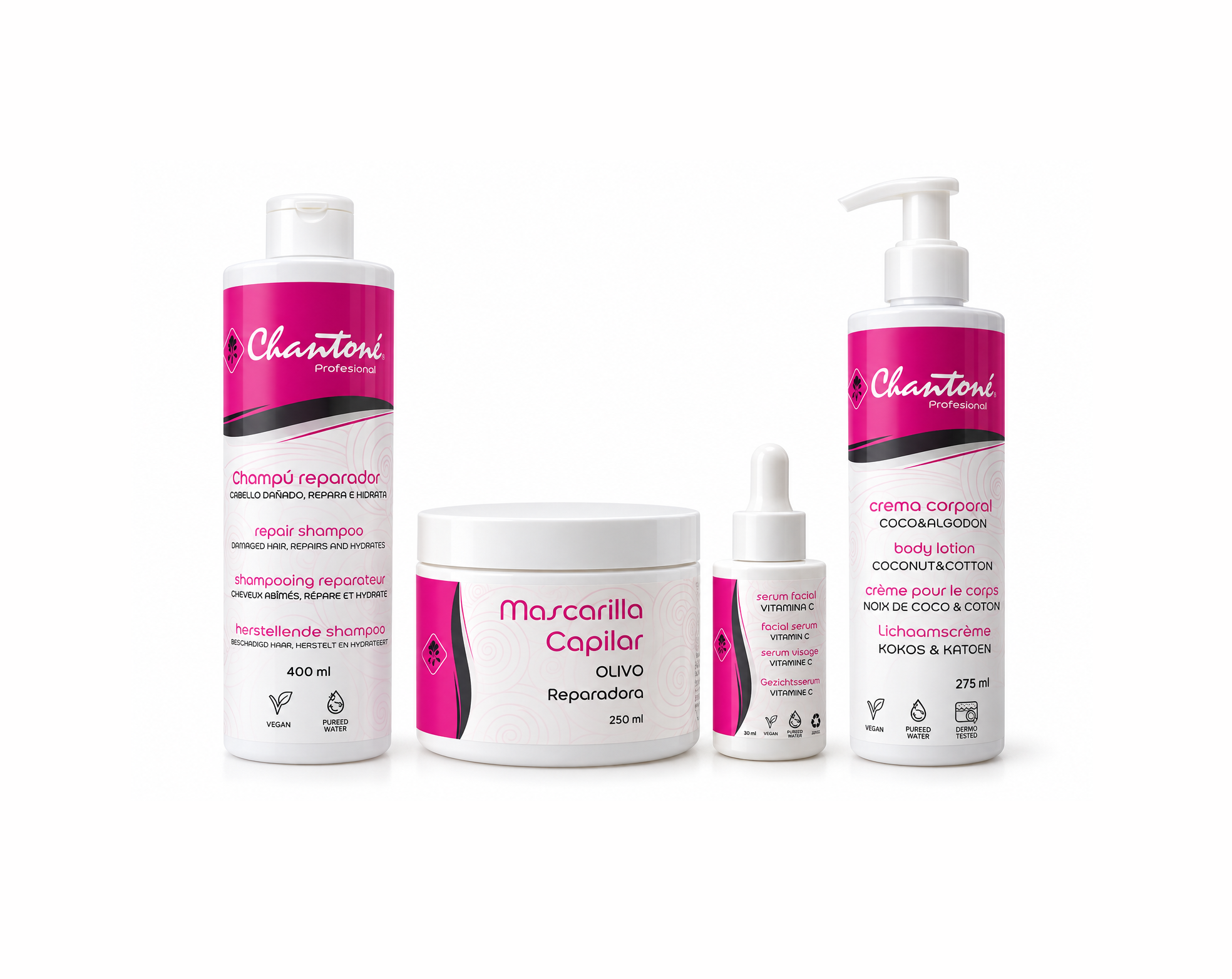 Champú Reparador + Mascarilla Olivo + Serum Facial + Crema Corporal